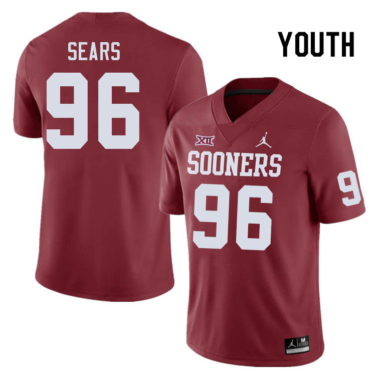 Youth #96 Davon Sears Oklahoma Sooners College Football Jerseys Stitched-Crimson - Click Image to Close